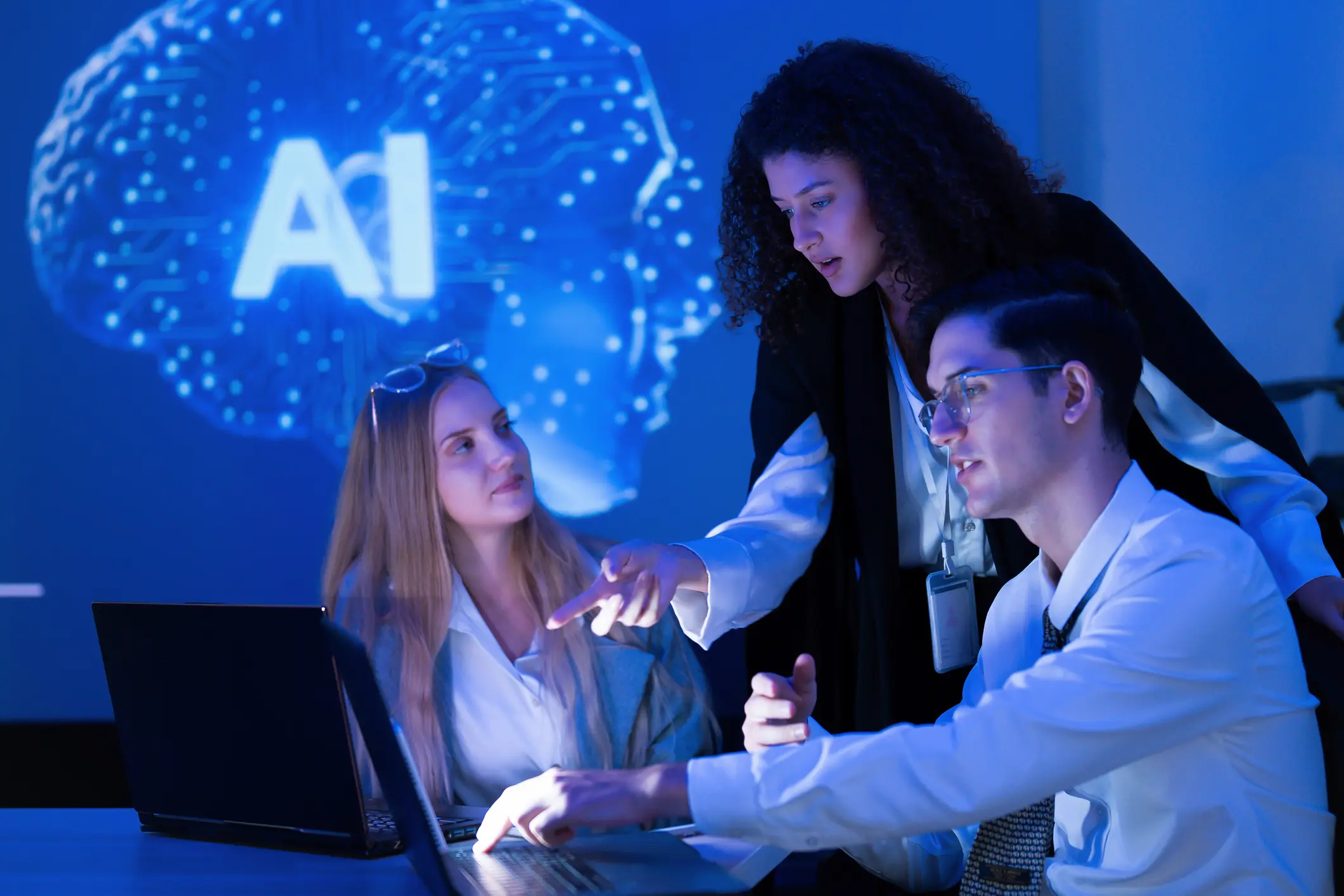 A team of recruiters using AI